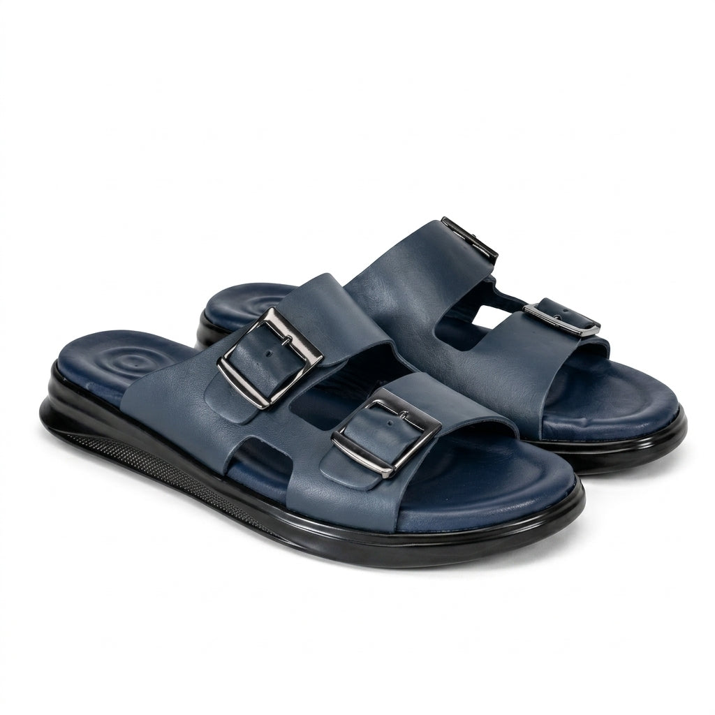 Sandale Double Boucle Confort Homme - Bleu