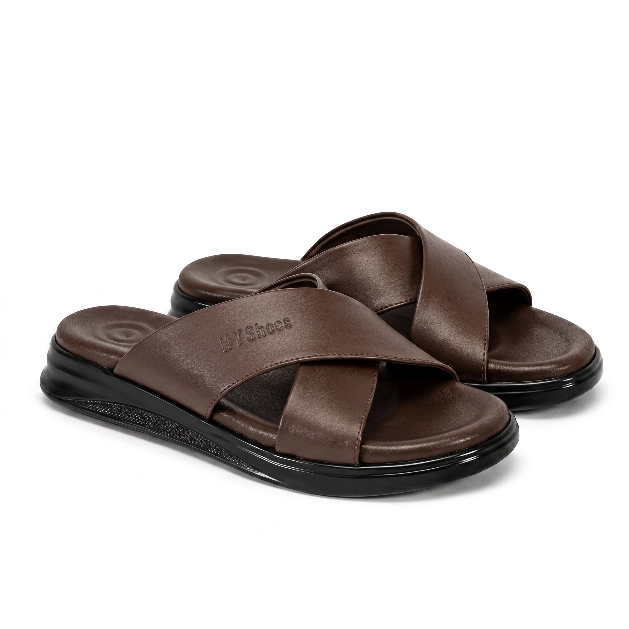 Sandales Croisées Confort Homme - Marron
