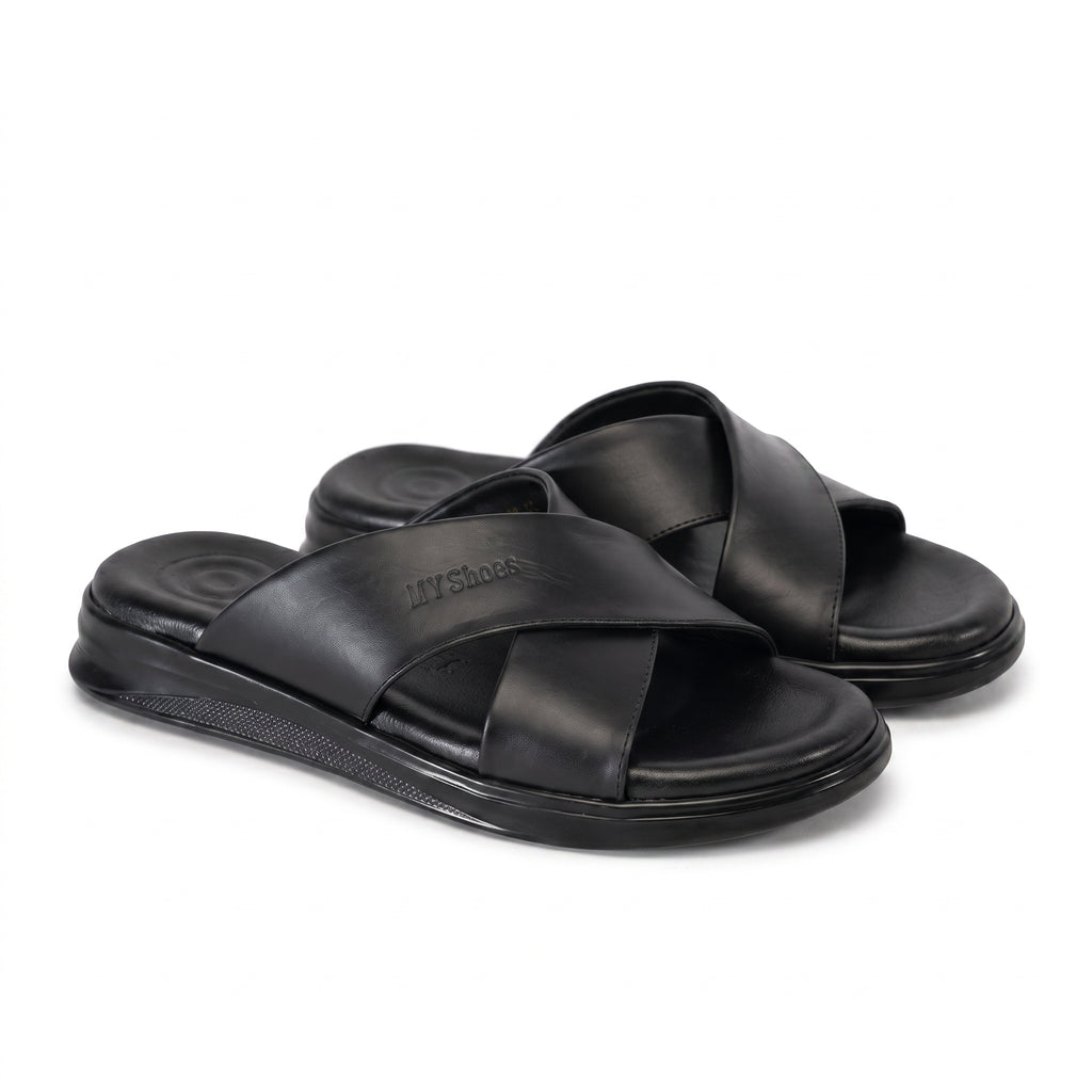 Sandales Croisées Confort Homme - Noir