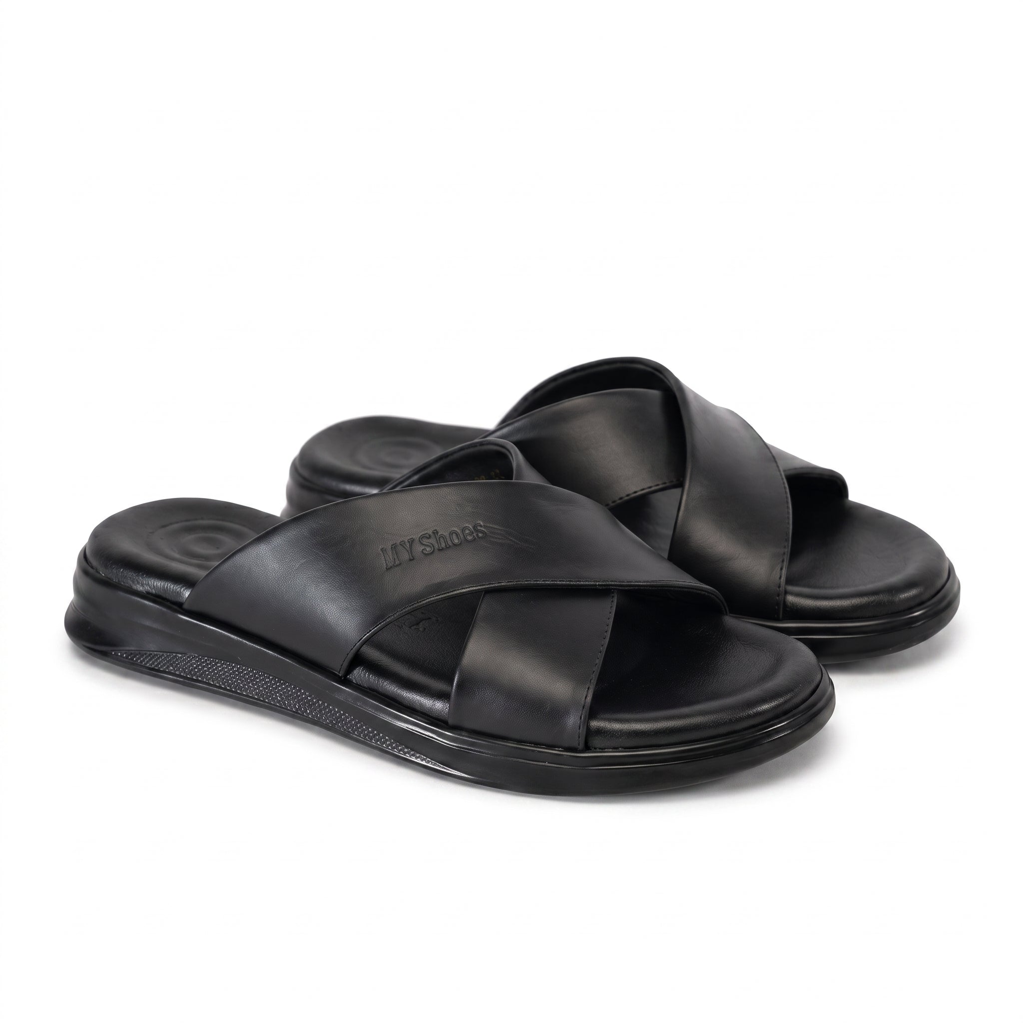Sandales Croisées Confort Homme - Noir