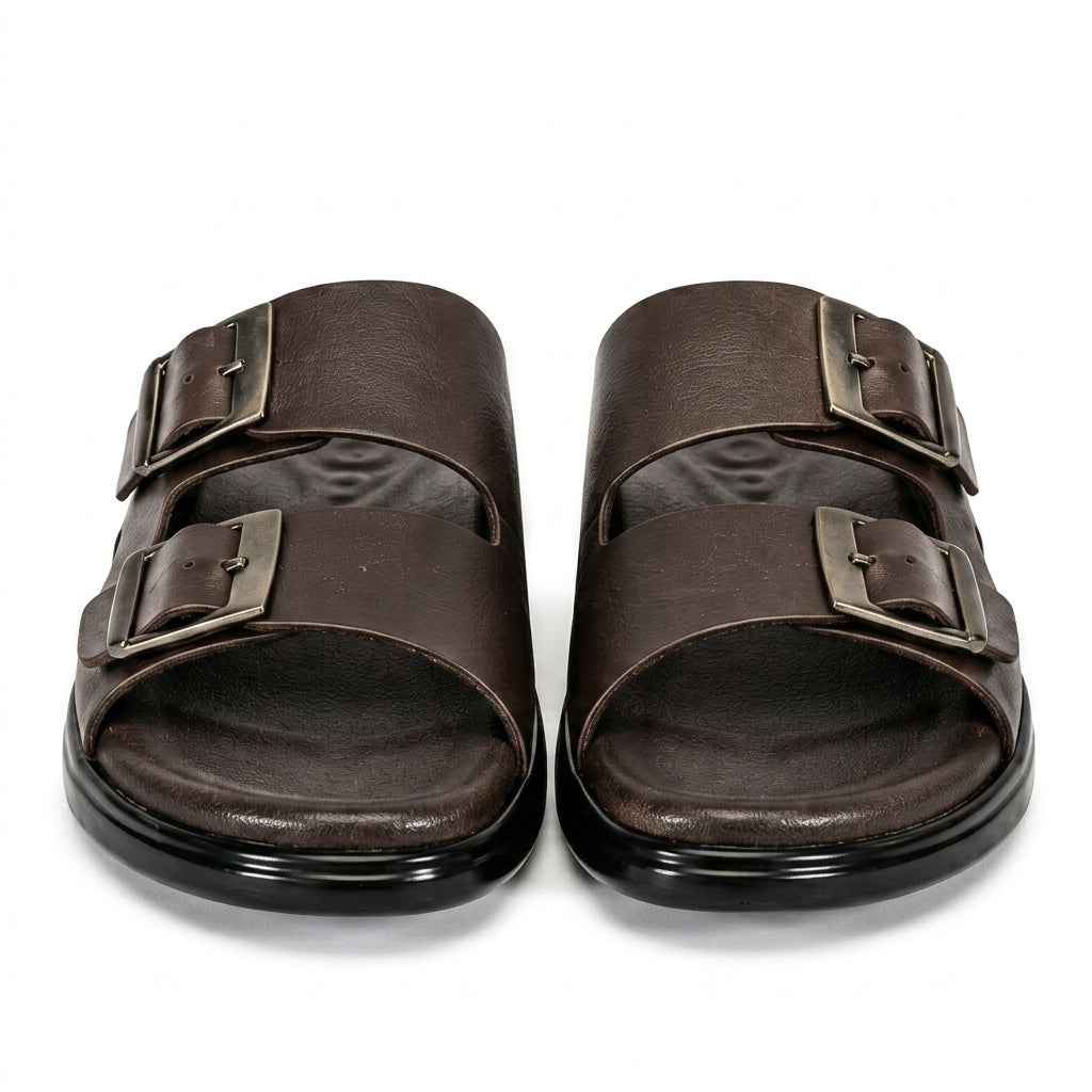 Sandale Double Boucle Confort Homme - Marron