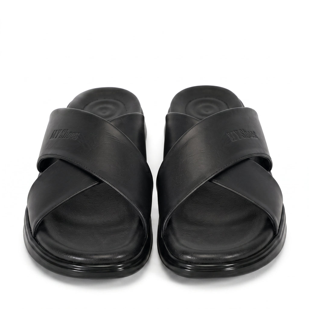 Sandales Croisées Confort Homme - Noir