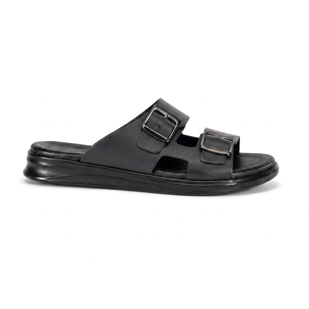 Sandale Double Boucle Confort Homme - Noir