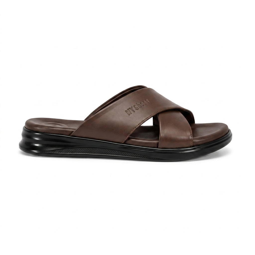 Sandales Croisées Confort Homme - Marron