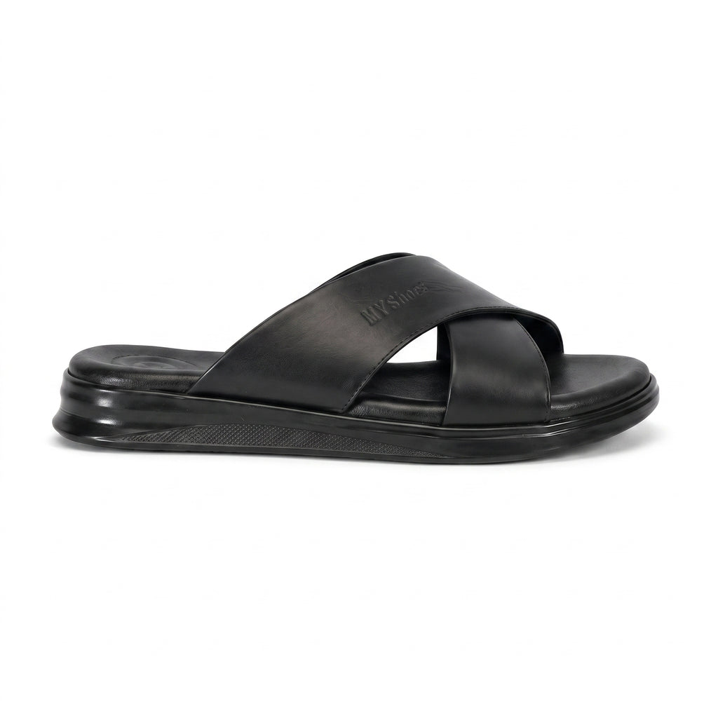 Sandales Croisées Confort Homme - Noir