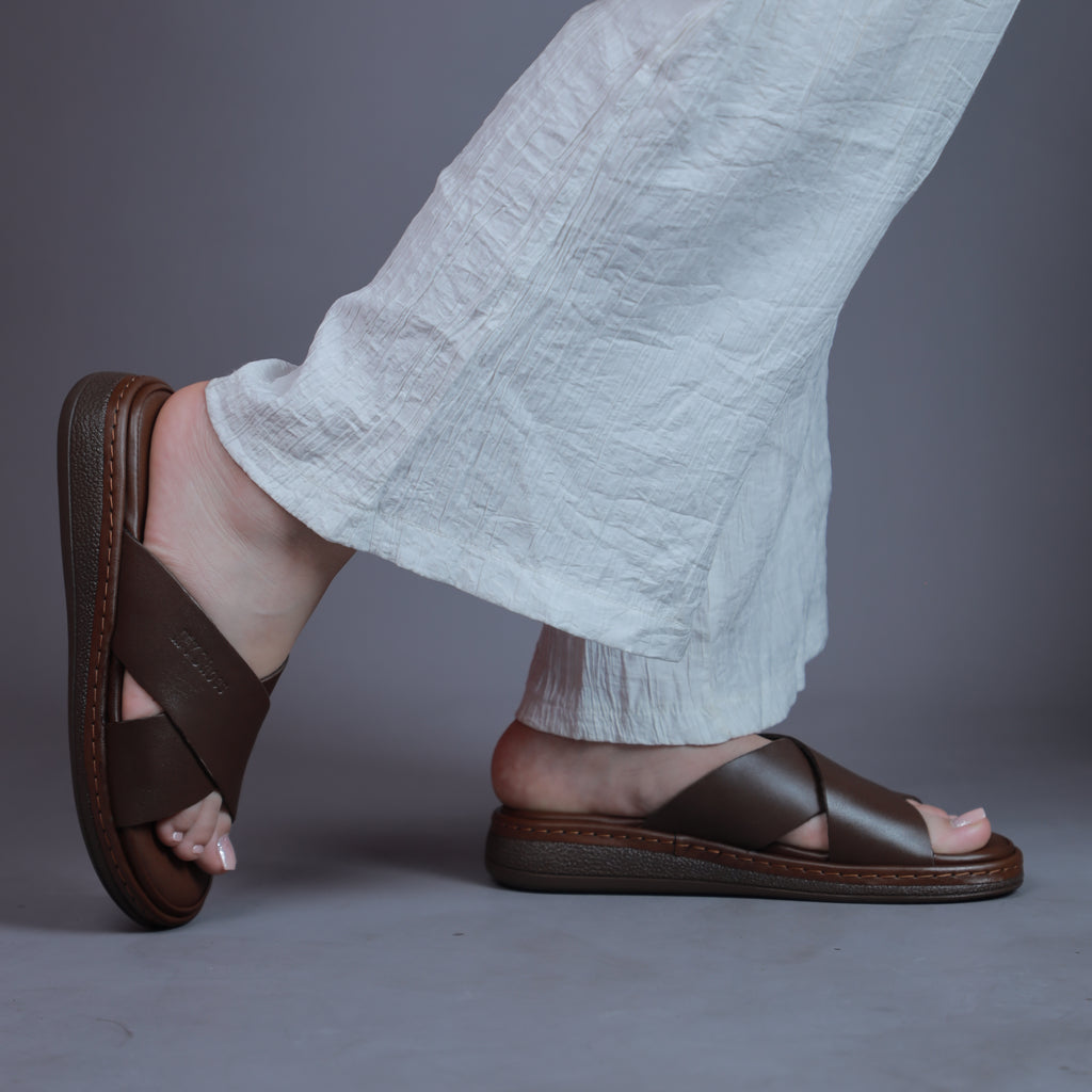 Sandale minimaliste Tabac