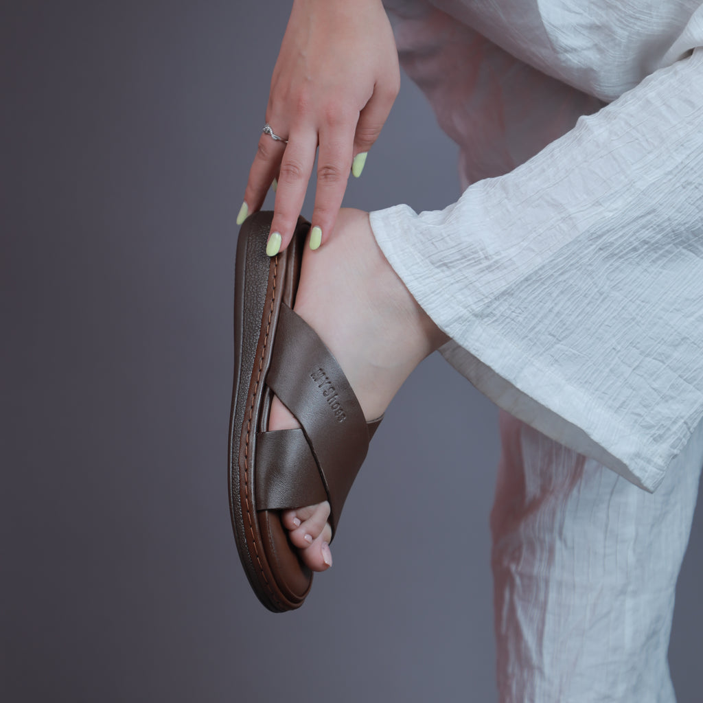 Sandale minimaliste Tabac